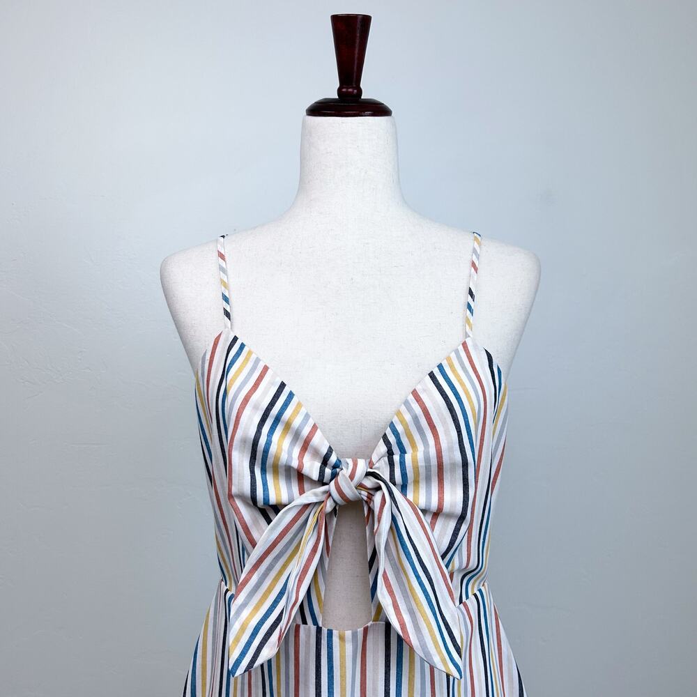 Altar'd State Beachy Coastal Striped Bowtie Front Strappy Mini Dress MEDIUM - Picture 2 of 8